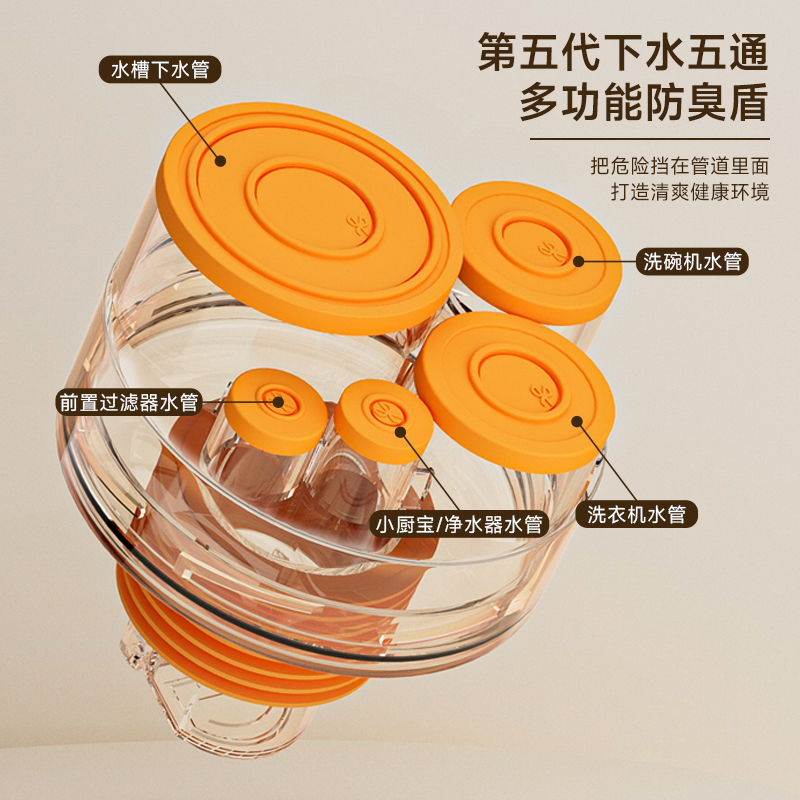 厨房洗衣机下水道防臭三通密封塞5075管防溢水前置过滤器通用神器