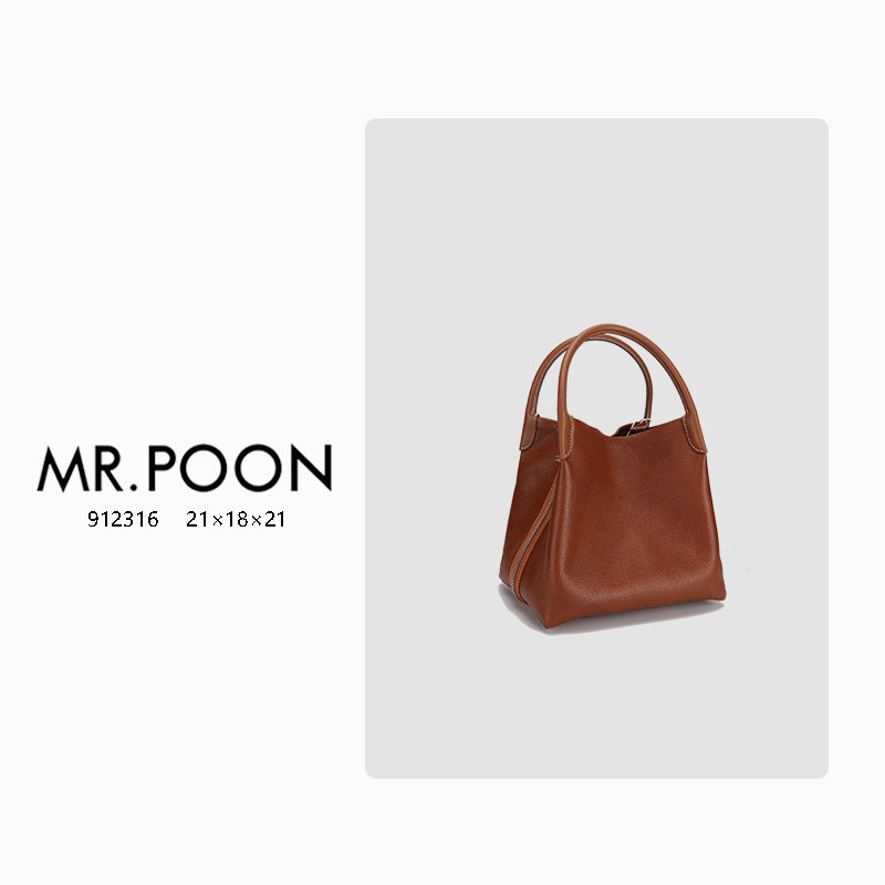 Mr.Poon/潘先生新款冬季菜篮子包时尚单肩包轻奢水桶女包