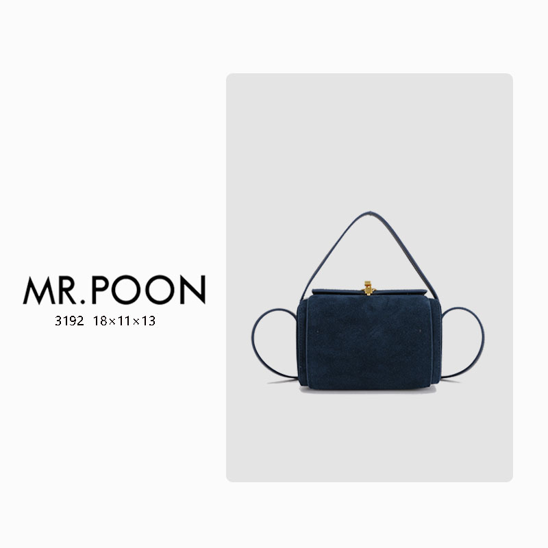 Mr.Poon/潘先生秋冬季轻奢女包绒面桶包时尚枕头包现货