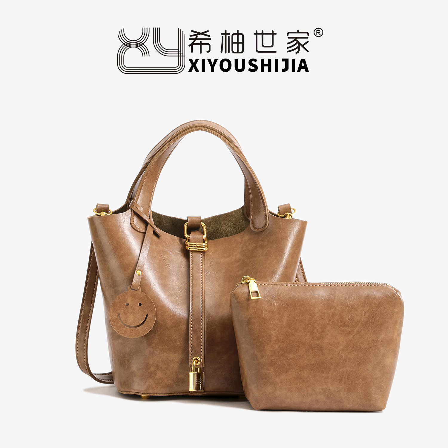 【品牌甄选】水桶包抽绳子母包菜篮子包7022
