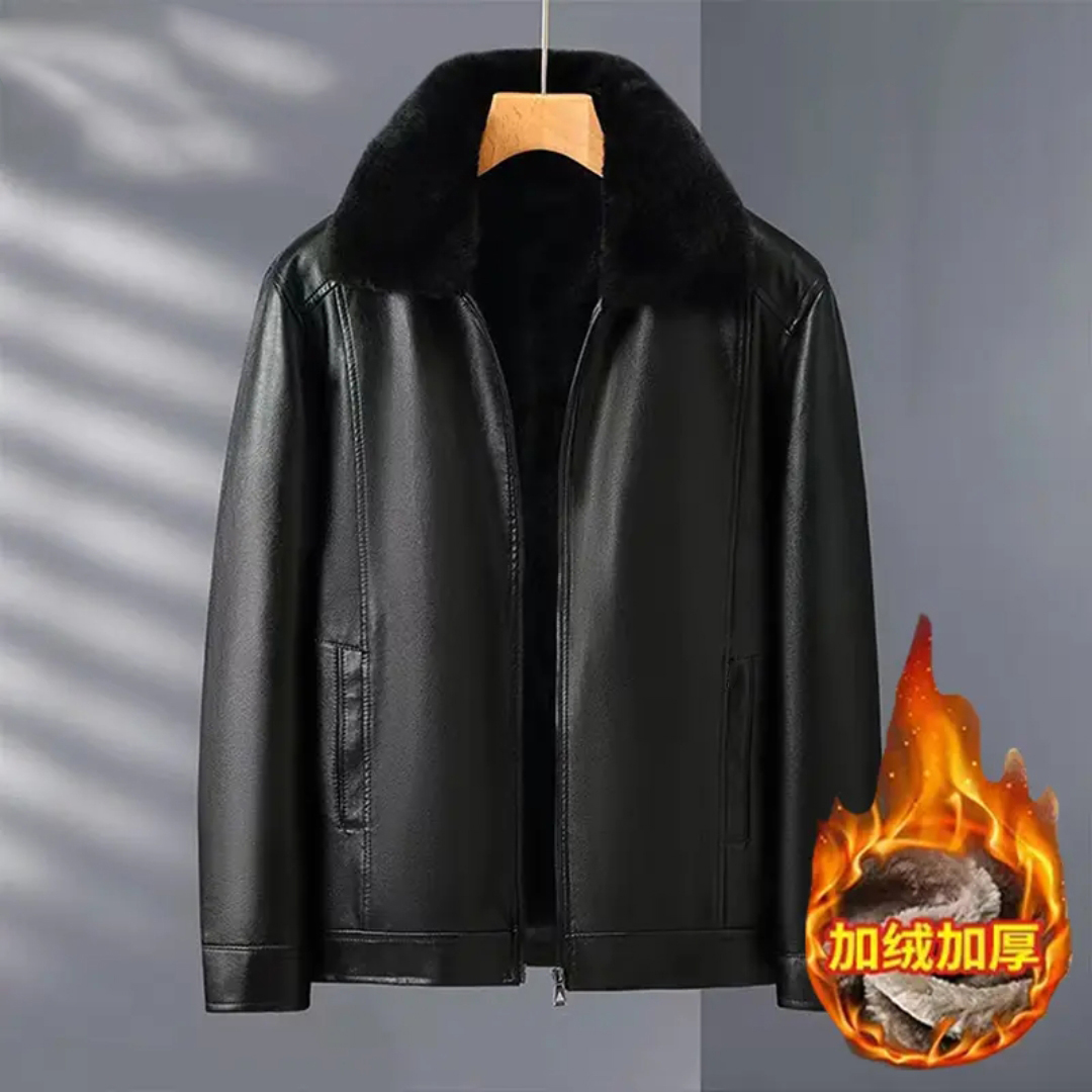 【可拆卸毛领升级款】2023秋冬男士毛领加厚皮衣夹克休闲外套 F666