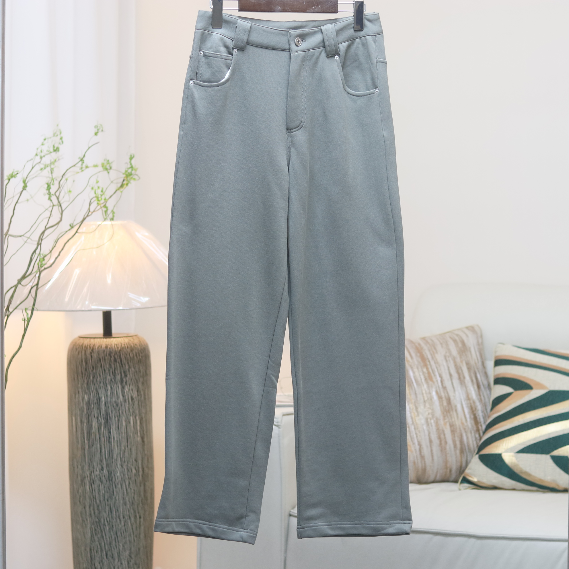 高品质原创设计灰色阔腿裤2424