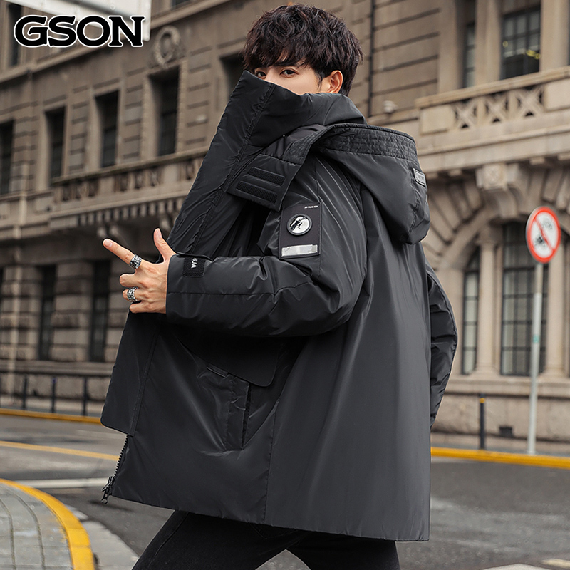 森馬集团旗下GSON90%白鸭绒中长款加厚情侣羽绒服冬季防寒外套671