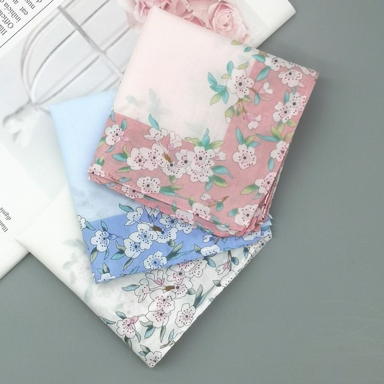 【手帕】日本樱花手帕 女士青花瓷精梳棉手绢 柔软薄优雅礼品古风