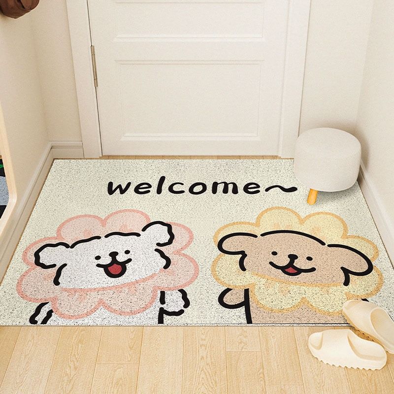 门口入户垫卡通小狗地垫家用入户门可裁剪丝圈脚垫门口耐脏地垫
