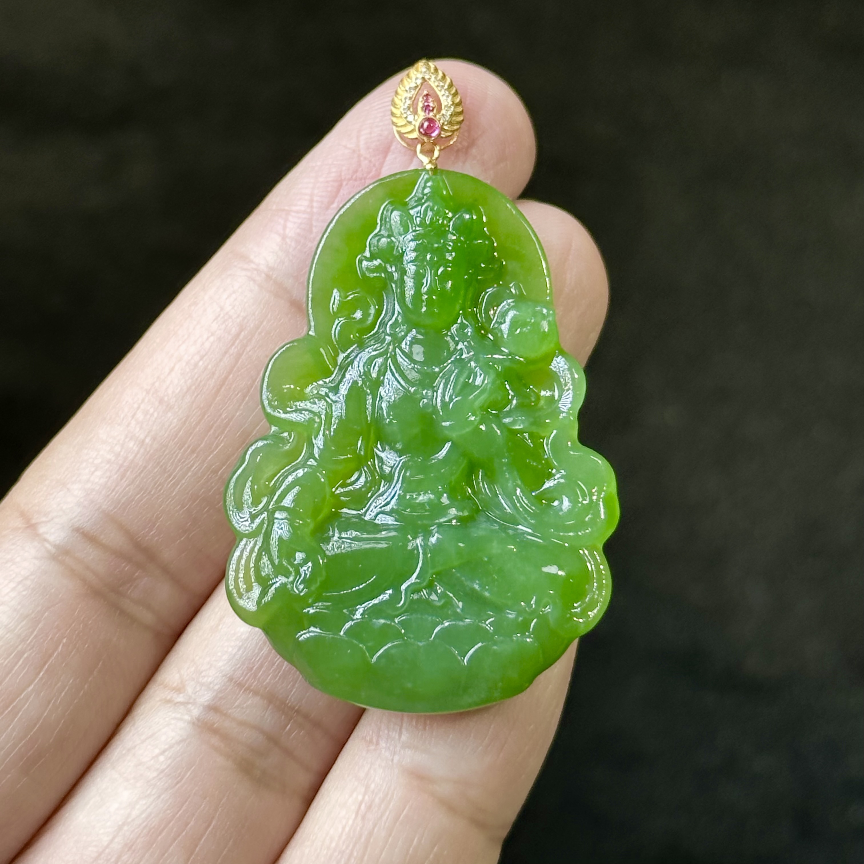 【小魏总珠宝】10  和田玉18k珠宝吊坠（30*42*5mm+）