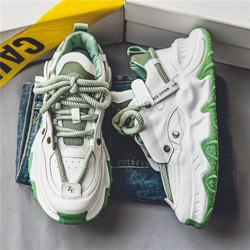 回力瑞潮牌男鞋秋冬季皮面运动小白跑步鞋小众设计内增高老爹潮鞋