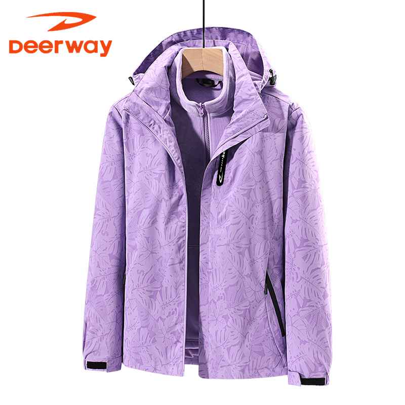 Deerway/德尔惠秋冬季户外冲锋衣服男女同款情侣防风保暖两件套