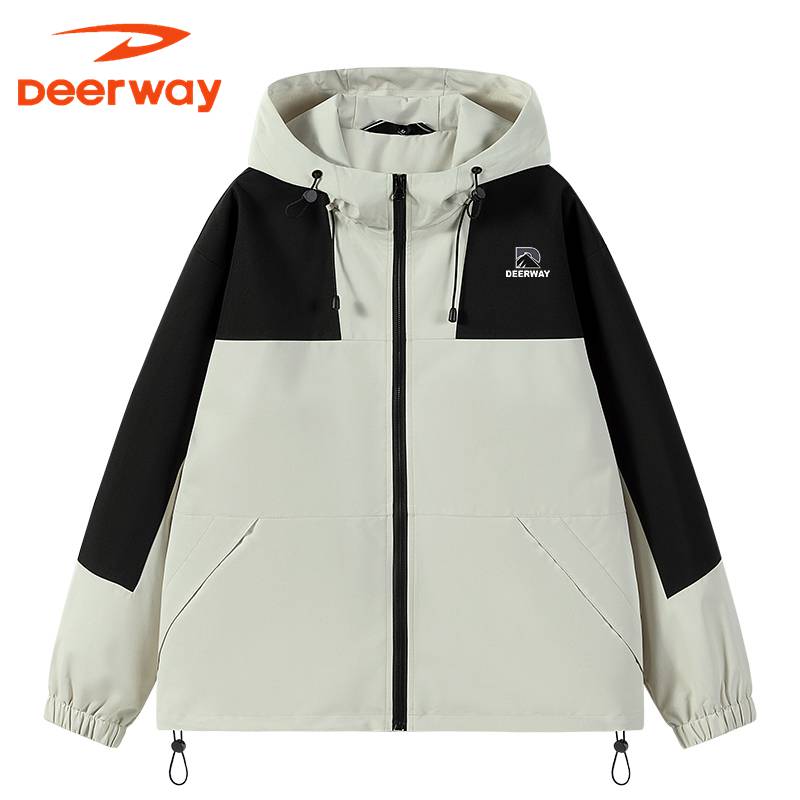 Deerway/德尔惠秋冬季情侣款户外运动休闲连帽防风防水冲锋衣外套