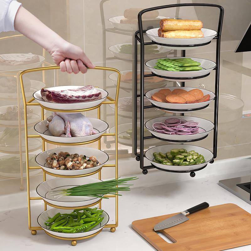 网红配菜神器厨房备菜置物架落地多层架子备餐架配盘子壁挂免打孔