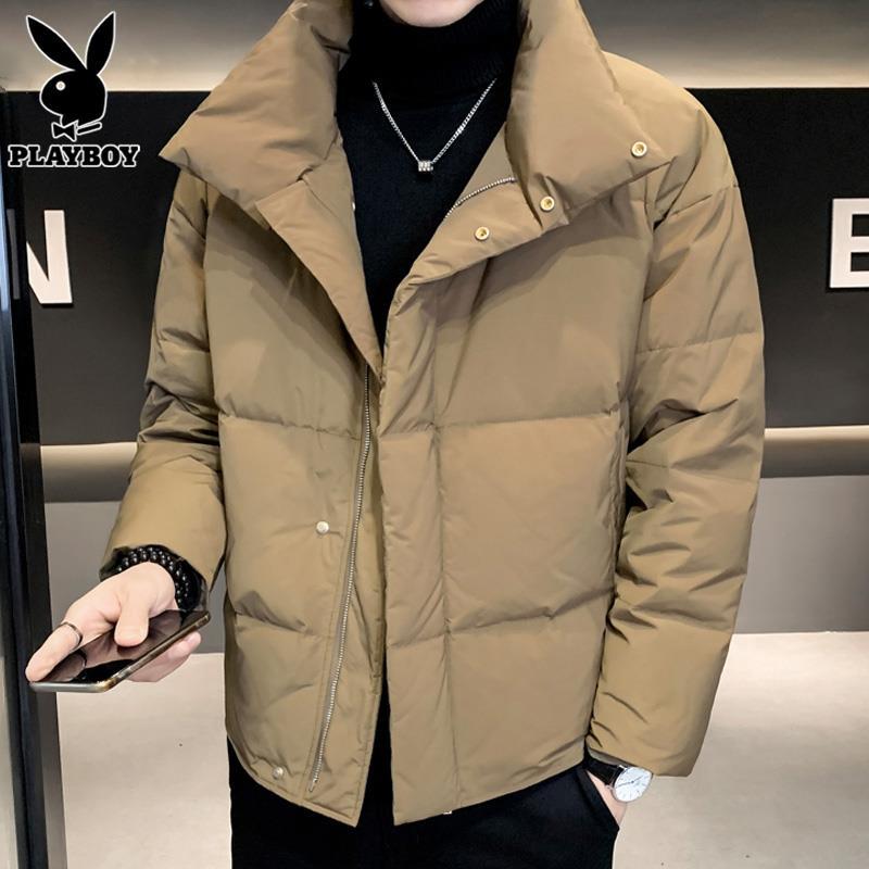PLAYBOY轻薄羽绒服男士秋冬季保暖夹克外套新款潮牌面包服冬装男