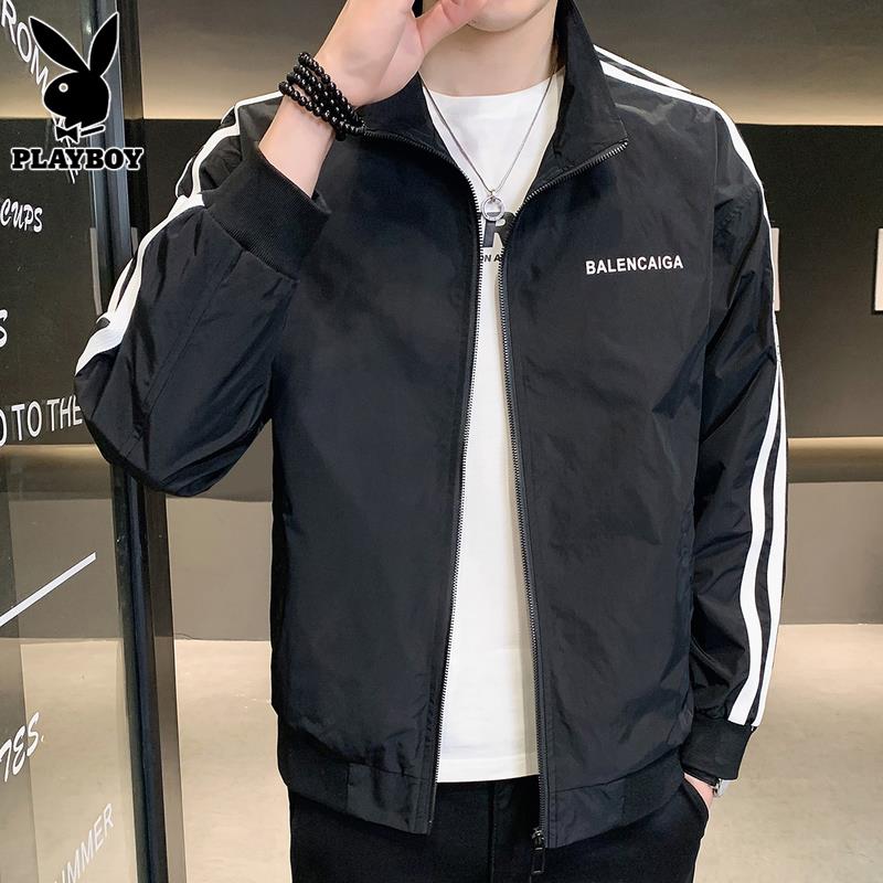 PLAYBOY秋冬立领夹克男士外套2023新款潮牌运动休闲宽松上衣男装