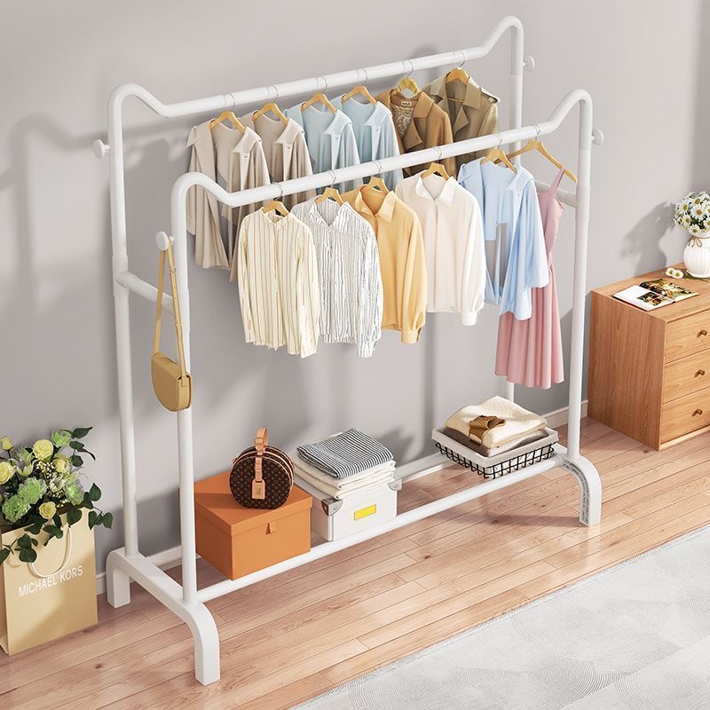 晾衣杆落地阳台家用挂衣架架子晒衣服宿舍简易晾衣架折叠卧室立式