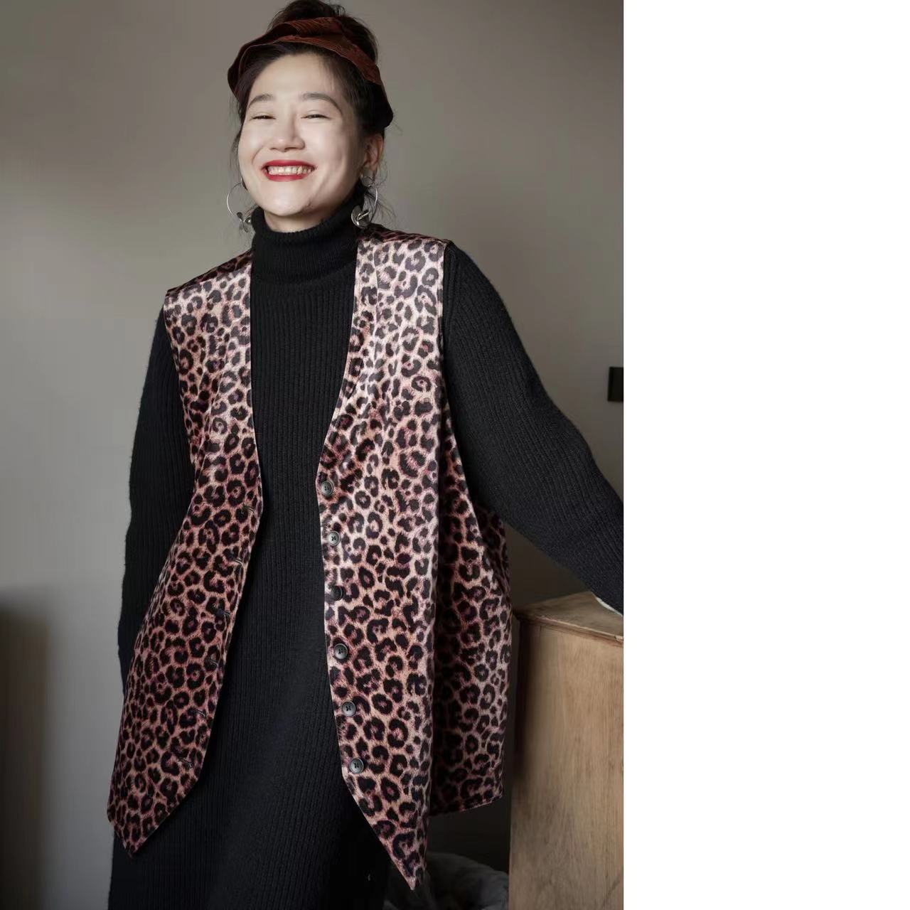 87-990豹纹马甲咖色均码