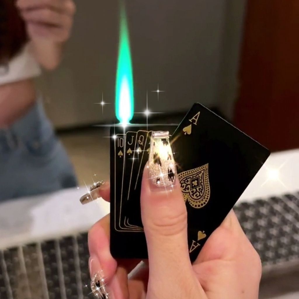 【转蹊】黑桃A扑克牌打火机 ins女孩子绿焰个性定制送男友礼物