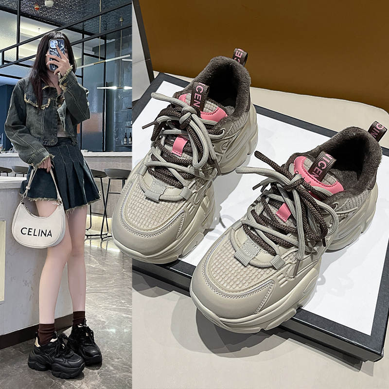 2023秋冬加绒保暖休闲鞋舒适软底厚底增高女鞋X检GL5290-2