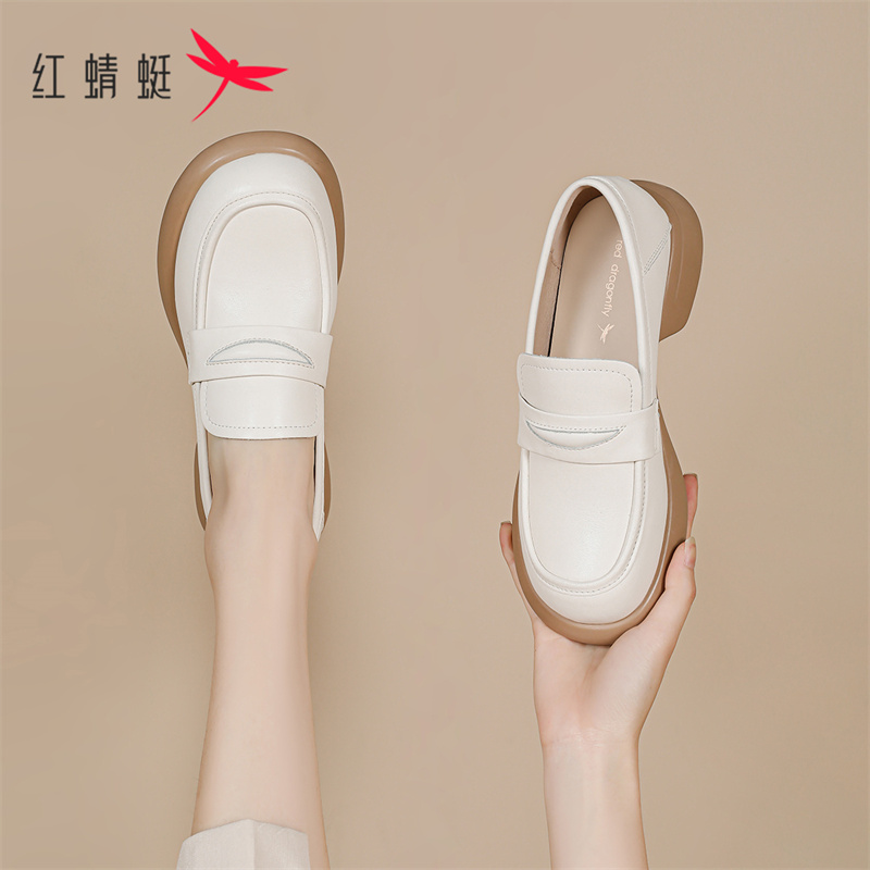 红蜻蜓女士百搭宴会鞋子富家千金真皮女鞋时尚百搭优雅气质乐福鞋商品图