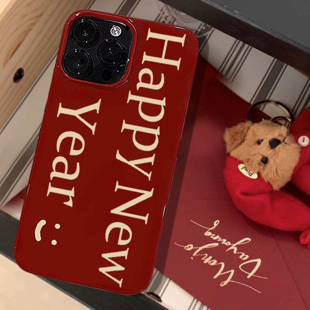 新年快乐英文苹果14Plus手机壳iPhone13简约15promax创意12果冻11