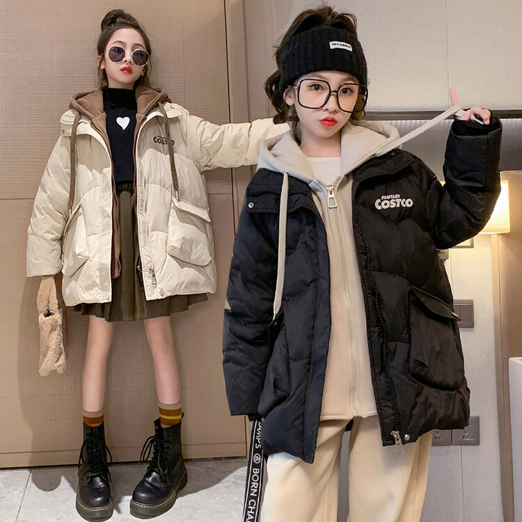 女童棉服2023新款大童冬季假两件棉衣儿童加厚外套女棉服中大童