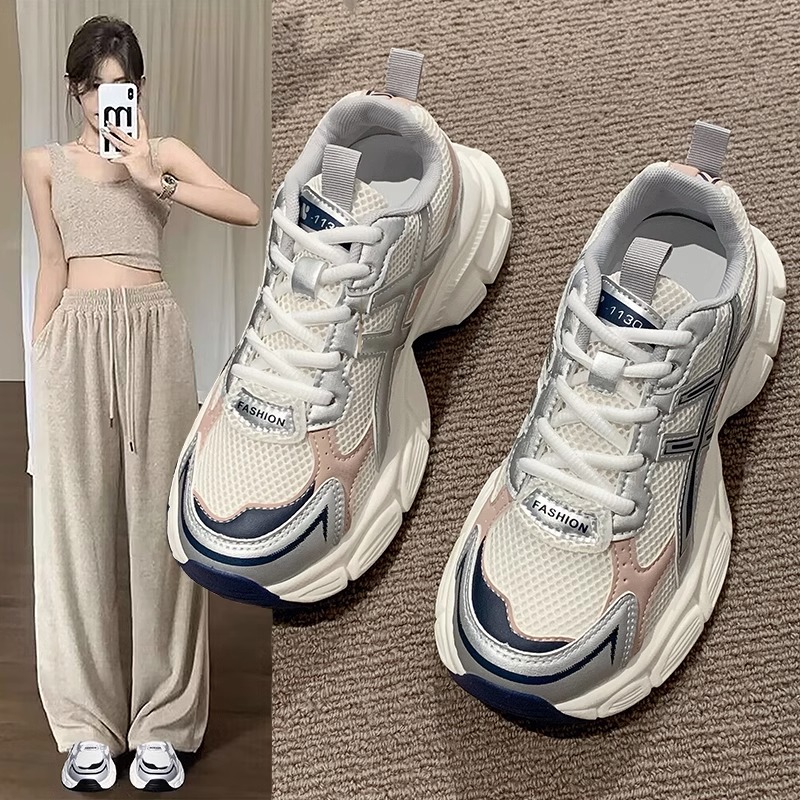 回力瑞厚底老爹鞋女2023夏季新款百搭轻便跑步炸街网面透气运动鞋