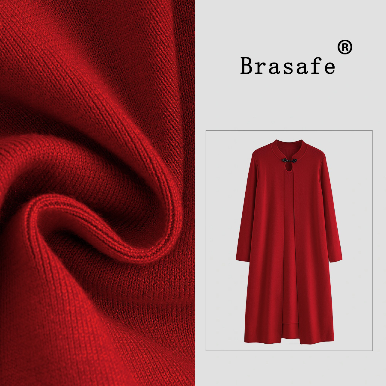 【阔太太专属】“中国红”冬季新款气质显瘦女士大码长袖连衣裙1089