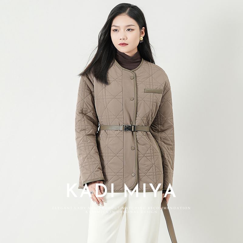 KADIMIYA经典时尚百搭绗缝格纹外套高级感宽松收腰短外套