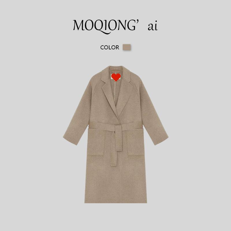 【墨琼】IC*CLE某禾家冬季新款原色天然超厚100%山羊绒大衣7335