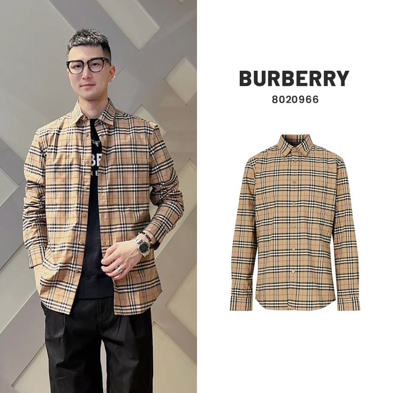 全新未使用 BURBERRY/博柏利  【GXS】经典小格纹长袖衬衫 8020966
