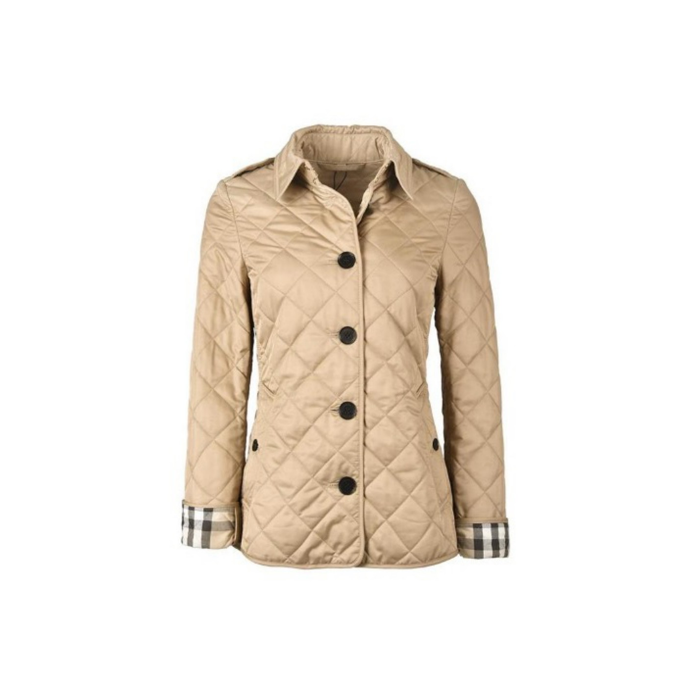 全新未使用 BURBERRY/博柏利 菱形翻领单排扣女士棉服外套8065872