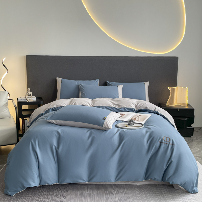 富安娜新款全棉加厚A类母婴级双股120支长绒棉四件套磨毛简约冬季