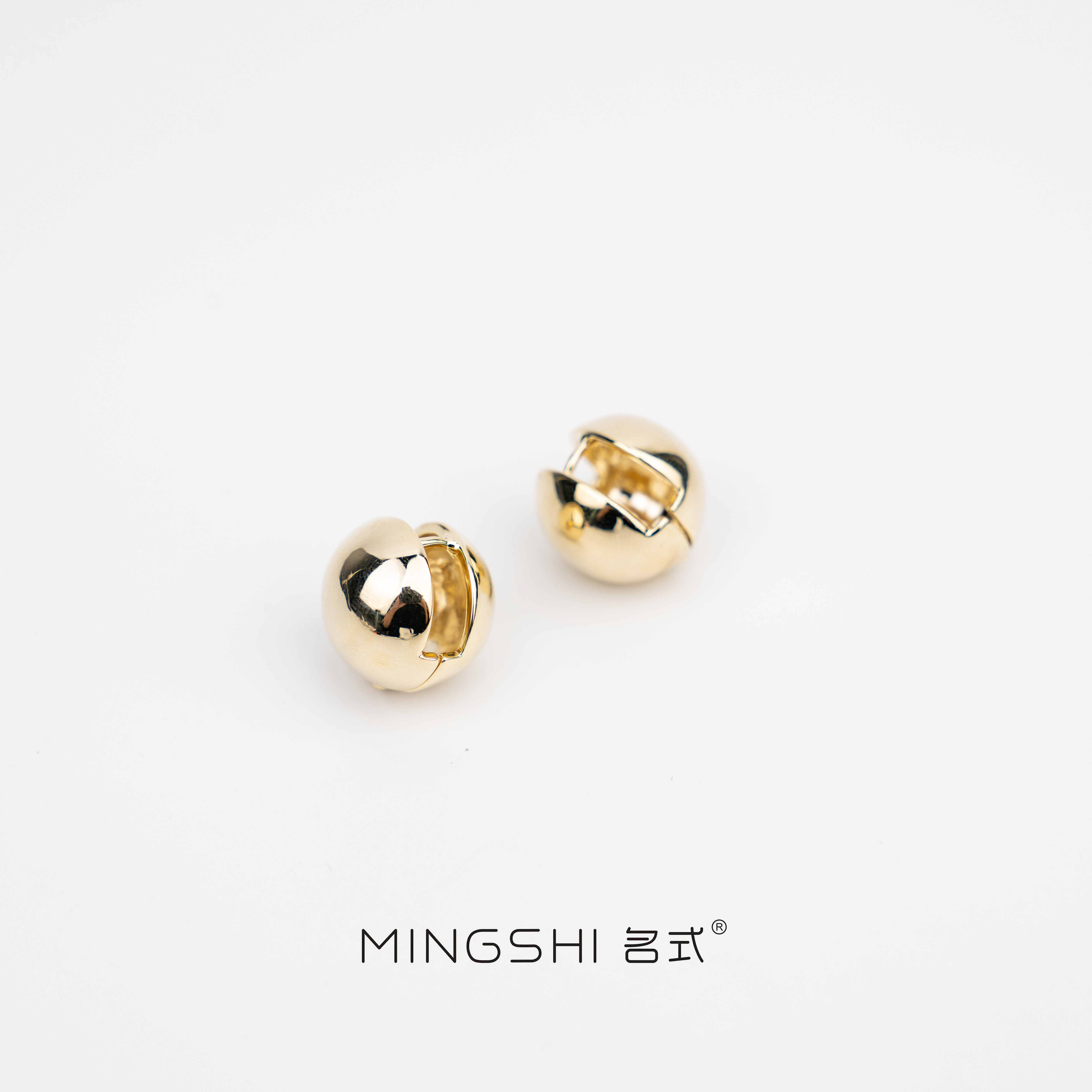 铜合金耳饰 【A031】欧美百搭金色球形耳环