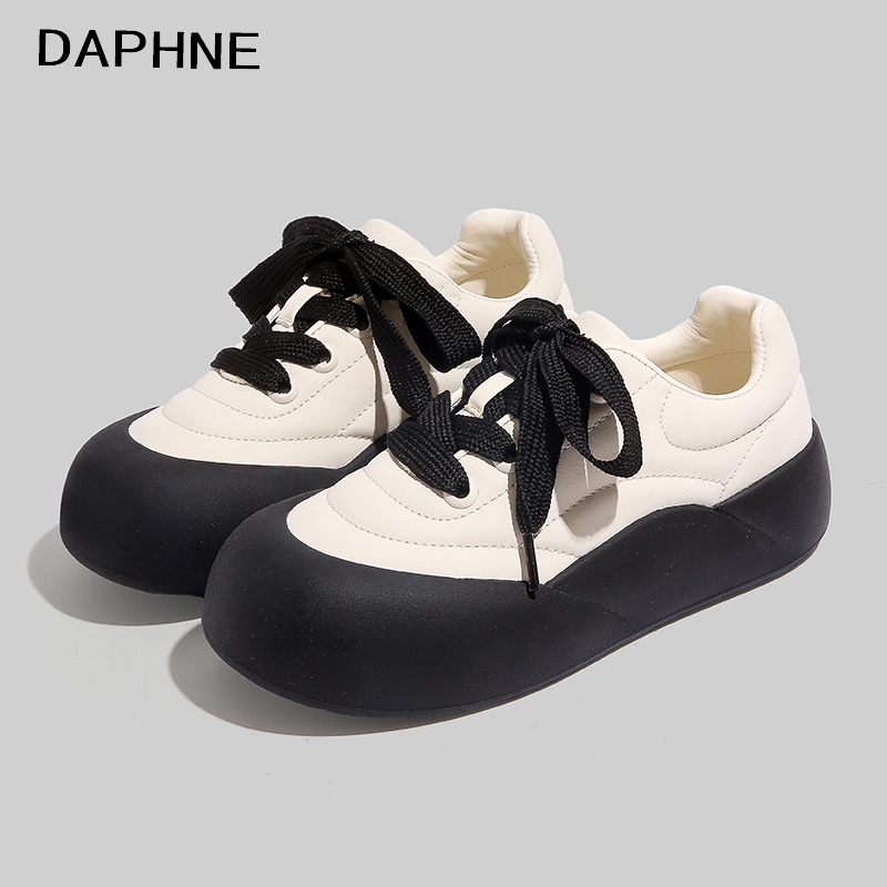 Daphne/达芙妮韩系面包鞋2023新款松糕底时尚休闲鞋显小百搭单鞋