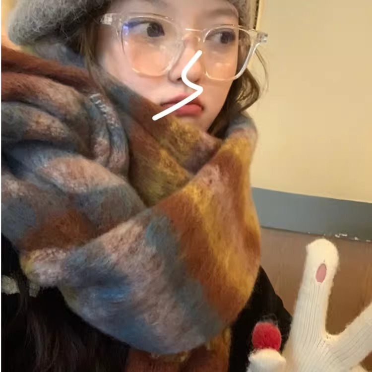 加厚保暖围巾女冬百搭圈圈纱围脖软糯加长2023网红时尚新款披肩ol