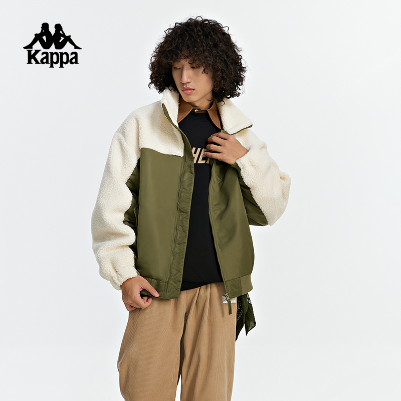 kappa卡帕棉服新款男女冬撞色拼接防寒服立领保暖外套K0DZ2MM03P