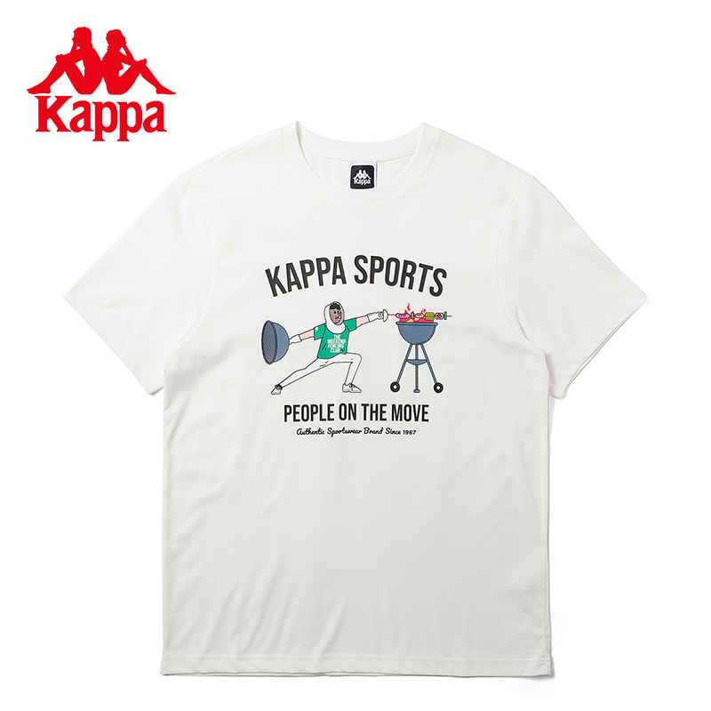 kappa卡帕运动户外休闲半袖夏季透气上衣印花男圆领短袖K0D32TD54