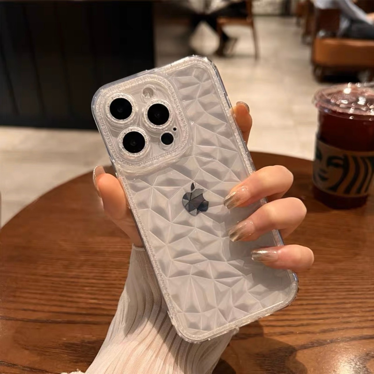 闪闪钻石纹苹果13手机壳14Pro全包透明防摔iphone11/12promax软壳