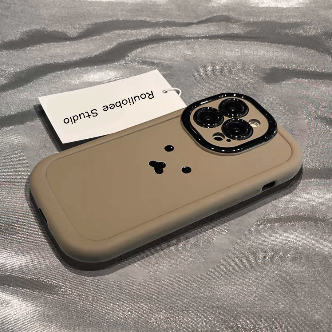 熊表情泡芙壳挂件适用苹果15手机壳iPhone13/14promax防摔12女11