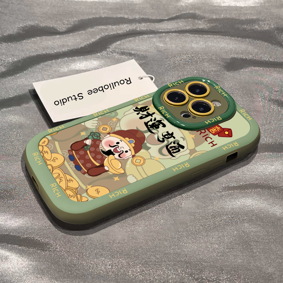 财运享通泡芙壳适用于苹果15手机壳iphone13/14promax防摔12/11女