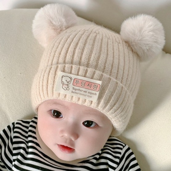 【有内衬】婴幼儿帽子秋冬季可爱超萌男女宝宝毛线保暖护耳针织帽