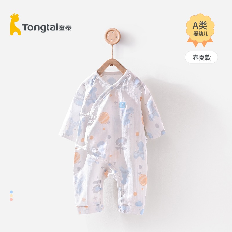 Tongtai/童泰婴儿连体衣夏款纯棉内衣新生儿爬服女初生儿宝宝睡衣
