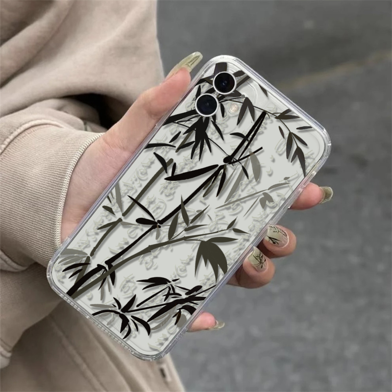 高级古风竹子iPhone14promax透明手机壳苹果13/12/11全包xr软套xs