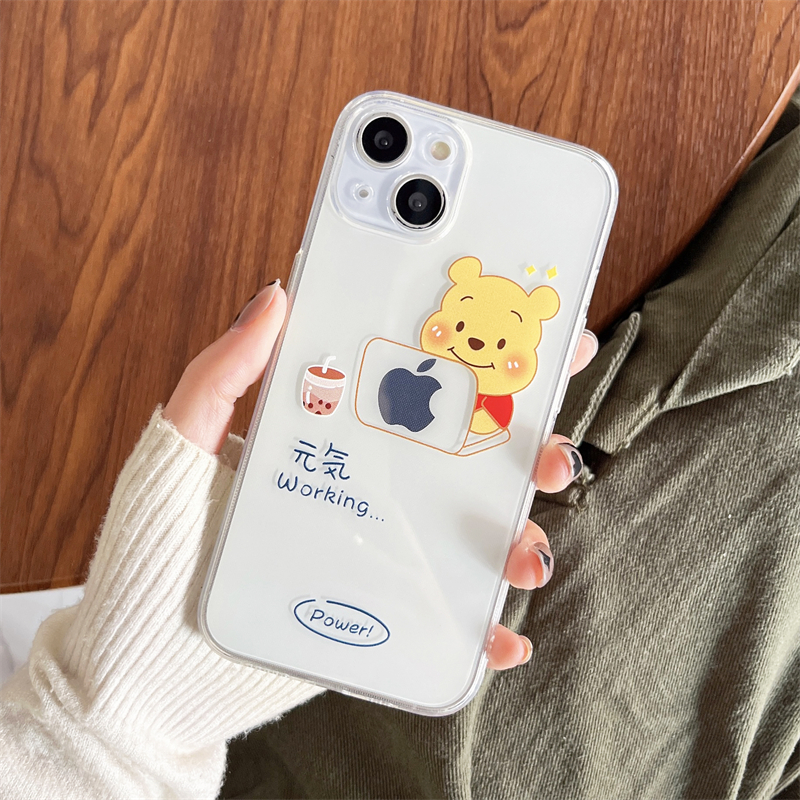 iPhone13上班草莓熊维尼熊创意14plus手机壳iphone12promax防摔