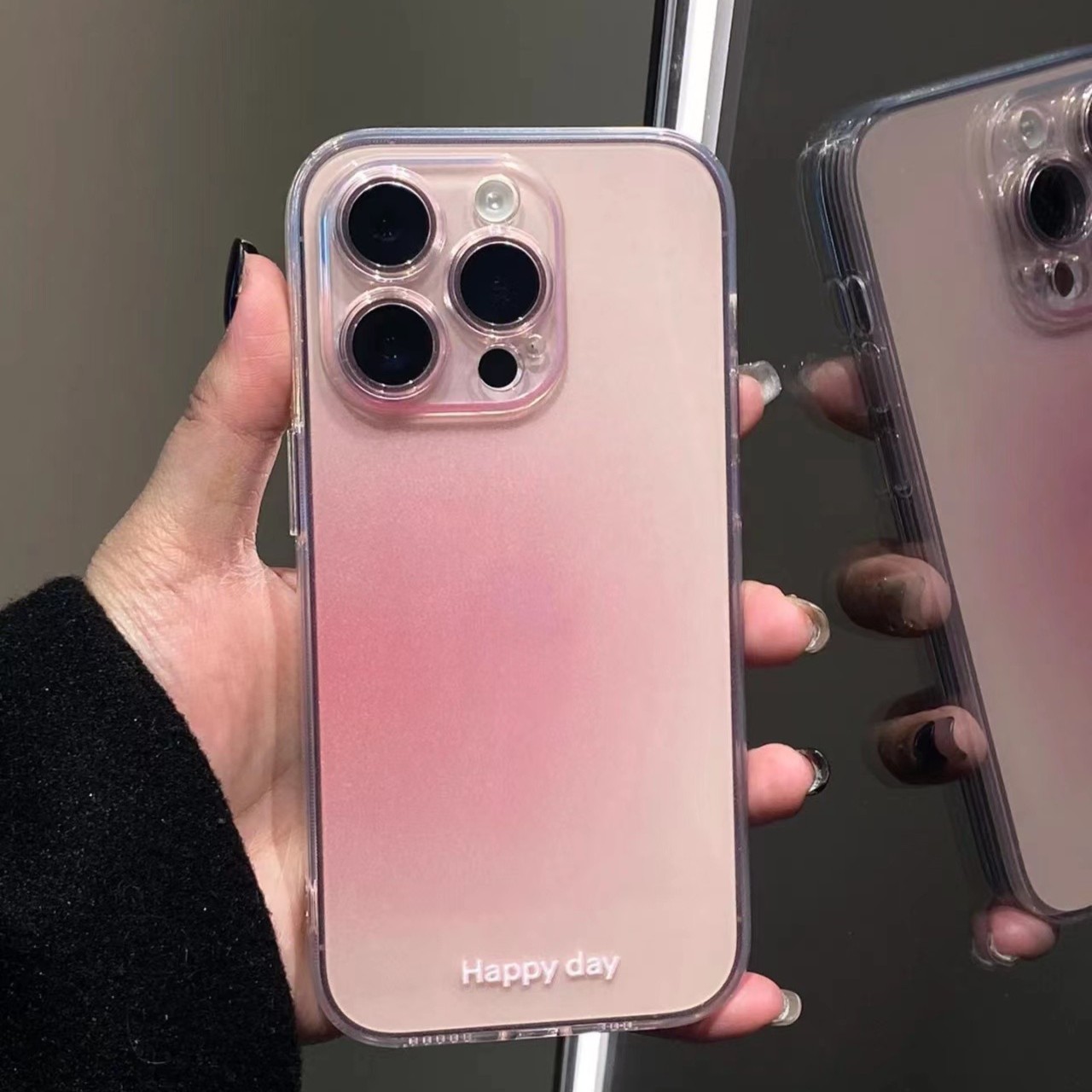 晕染渐变粉iPhone14手机壳苹果13promax简约12情侣xr透明11网红xs