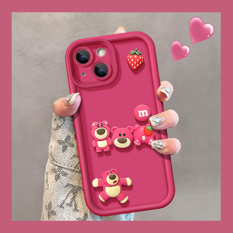 草莓熊公仔苹果14手机壳iPhone13promax防摔软11/12女xs/xr全包