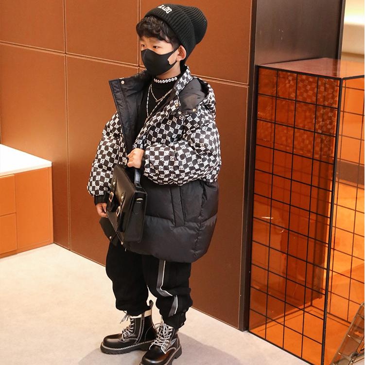 现货男童2023冬季新款宝宝外套中大童儿童棉衣中长款加厚学生棉服