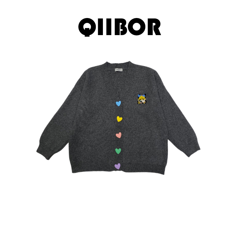 S.U潮牌/蝴蝶结茉莉 秋冬潮流时尚圆领刺绣开衫毛衣外套 井506L