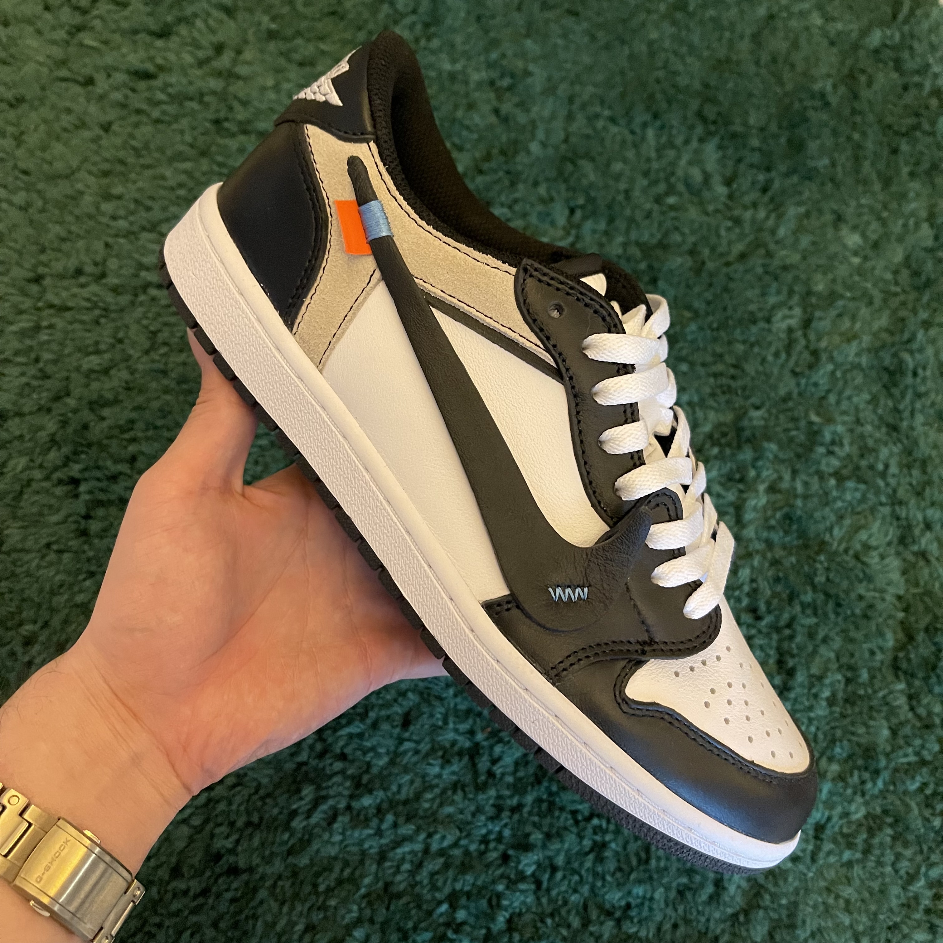 Nike/耐克【球鞋定制】 Air Jordan1 OW低帮黑白熊猫潮流时尚板鞋