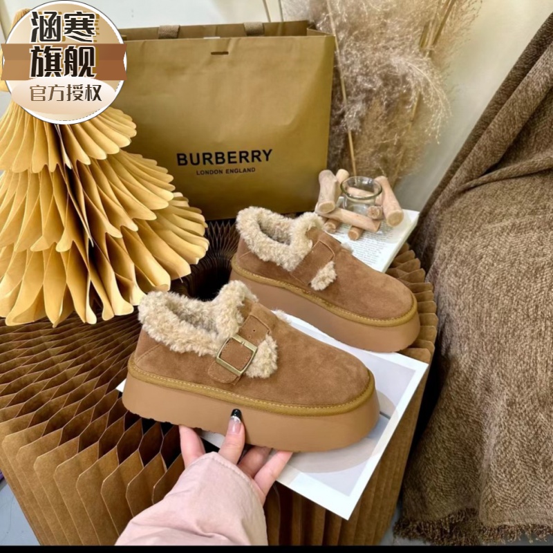 厚底毛毛雪地靴子女冬季加绒厚底2023新款保暖棉鞋厚底乐福鞋网红