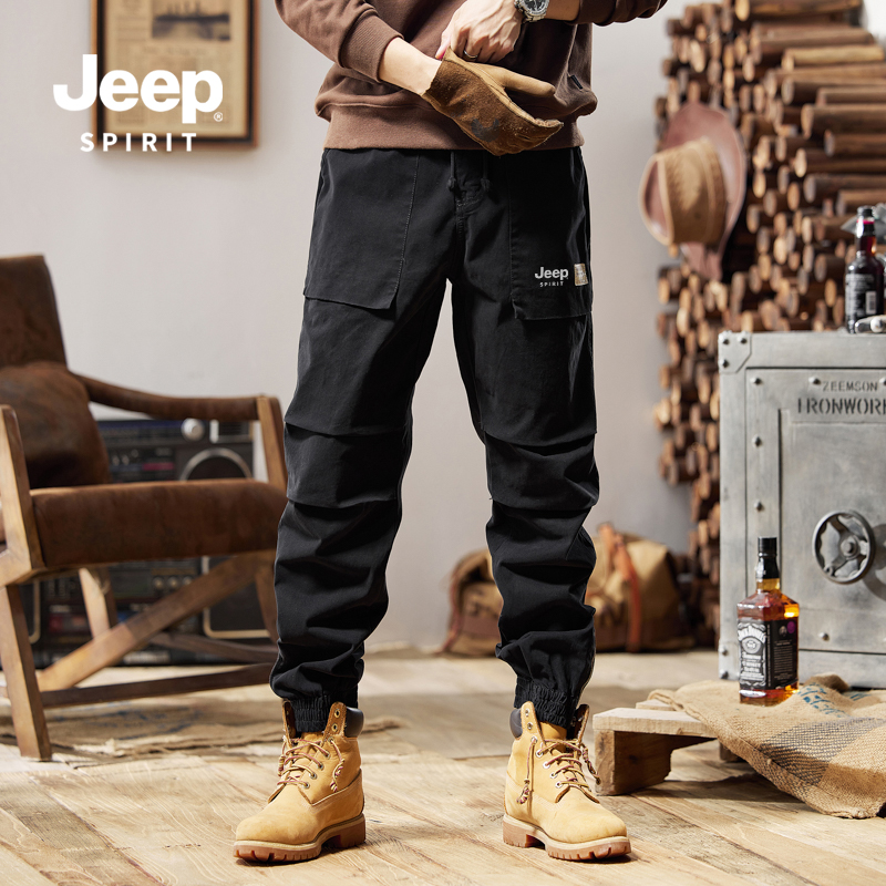 Jeep【轻熟风】美式复古工装裤多口袋时尚百搭休闲裤男宽松束脚