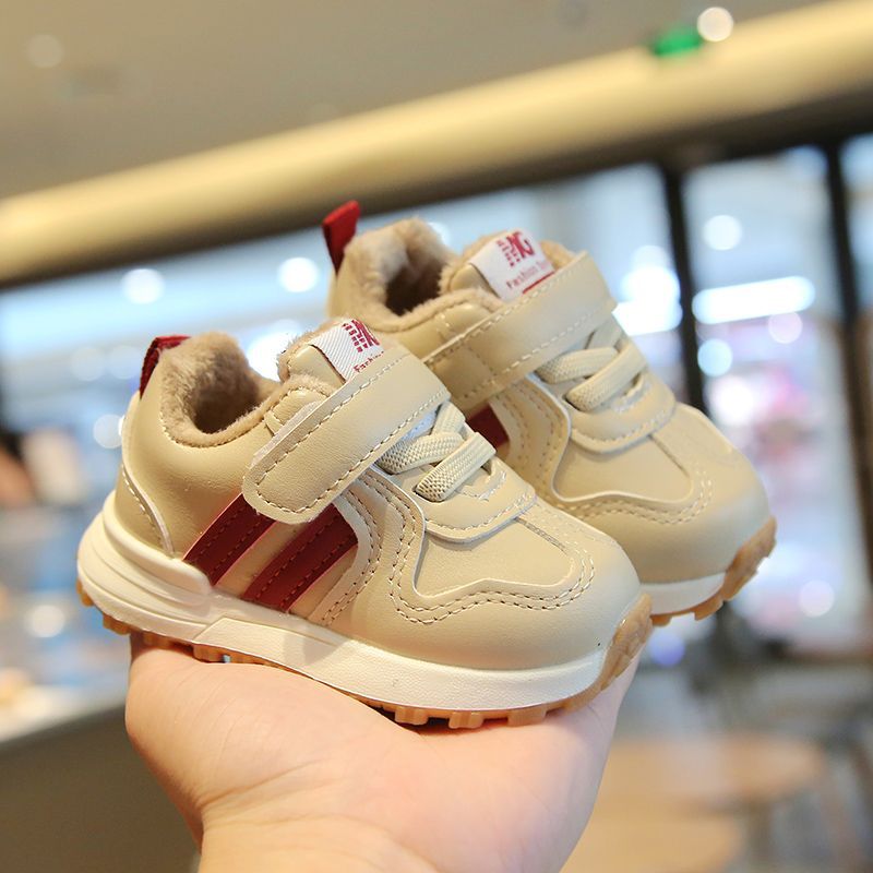 婴幼儿学步鞋冬季爆宝宝男二棉运动鞋魔术贴女小童棉鞋拼色加绒鞋